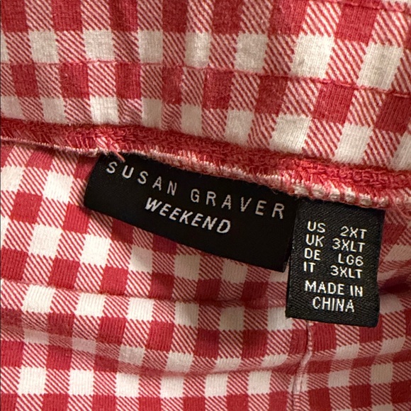 Susan Graver Red and White Checkered Women's Chinos - Picture 3 of 9